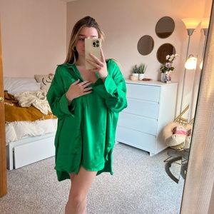 H&M Green Button Up